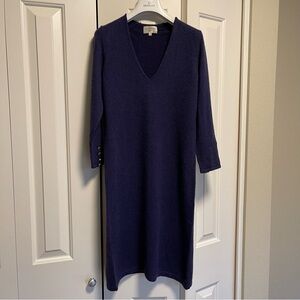 Eric Bompard super soft 100% Cashmere purple dress with jeweled buttons size M